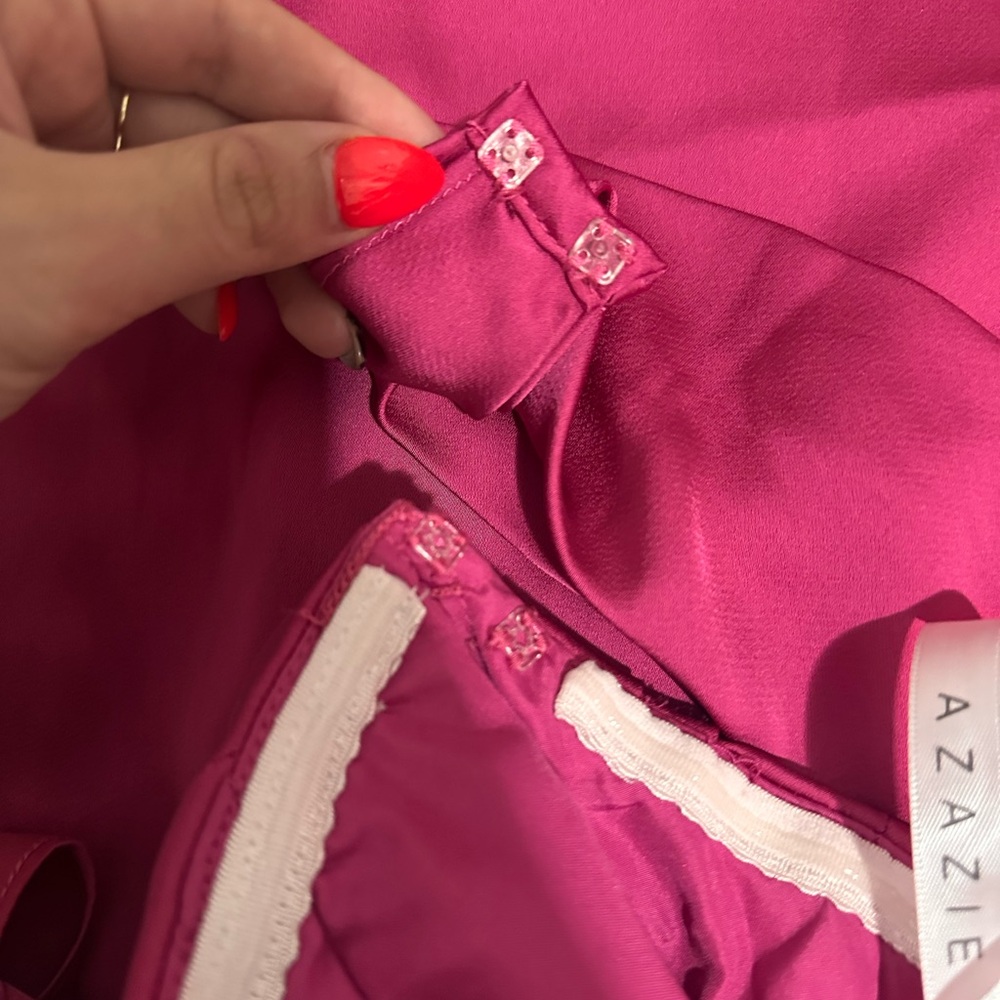 Azazie Fuchsia Off-Shoulder Dress - Picture 3 of 6